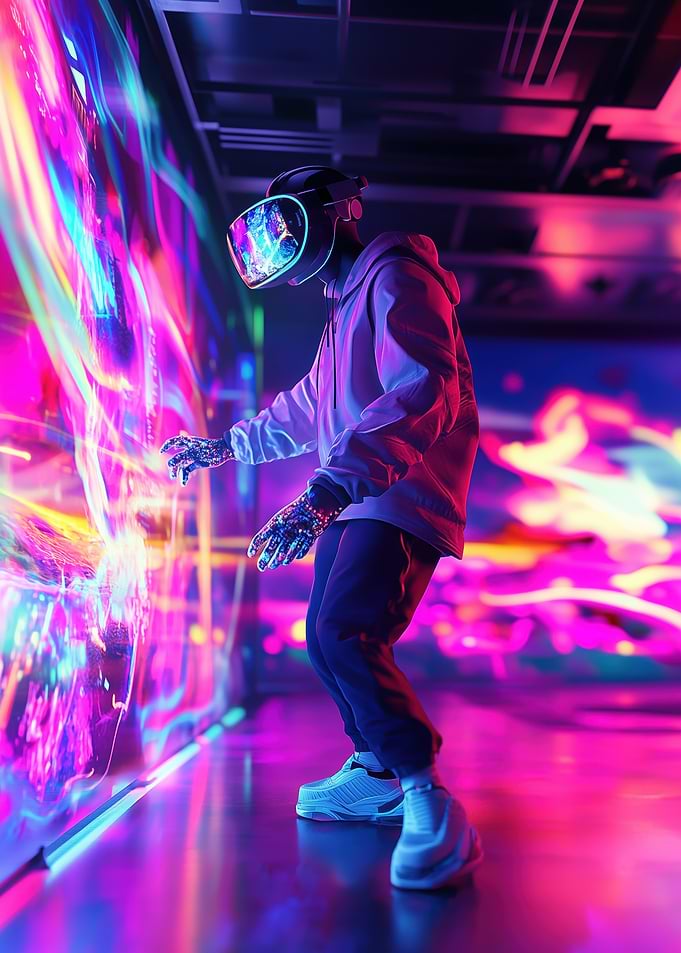VR User Interacting with Hologram