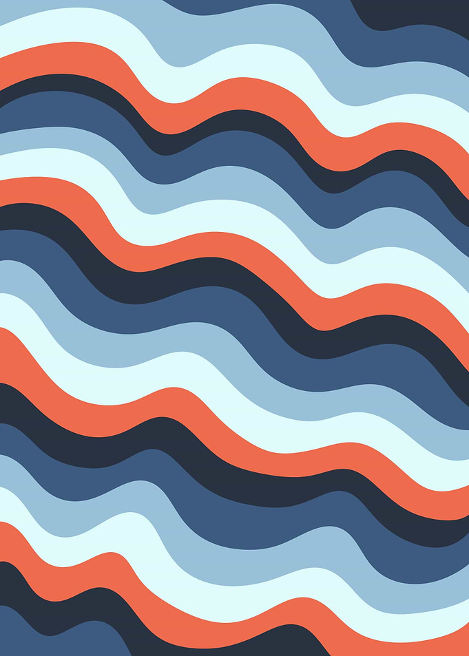 Modern Retro Waves Pattern, Abstract Minimalism Art