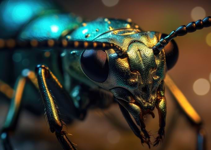 Metallic Green Beetle Macro