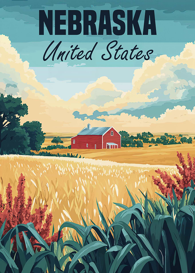 Nebraska Farm Landscape Poster