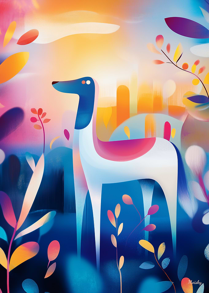 Dog in a Colorful Landscape