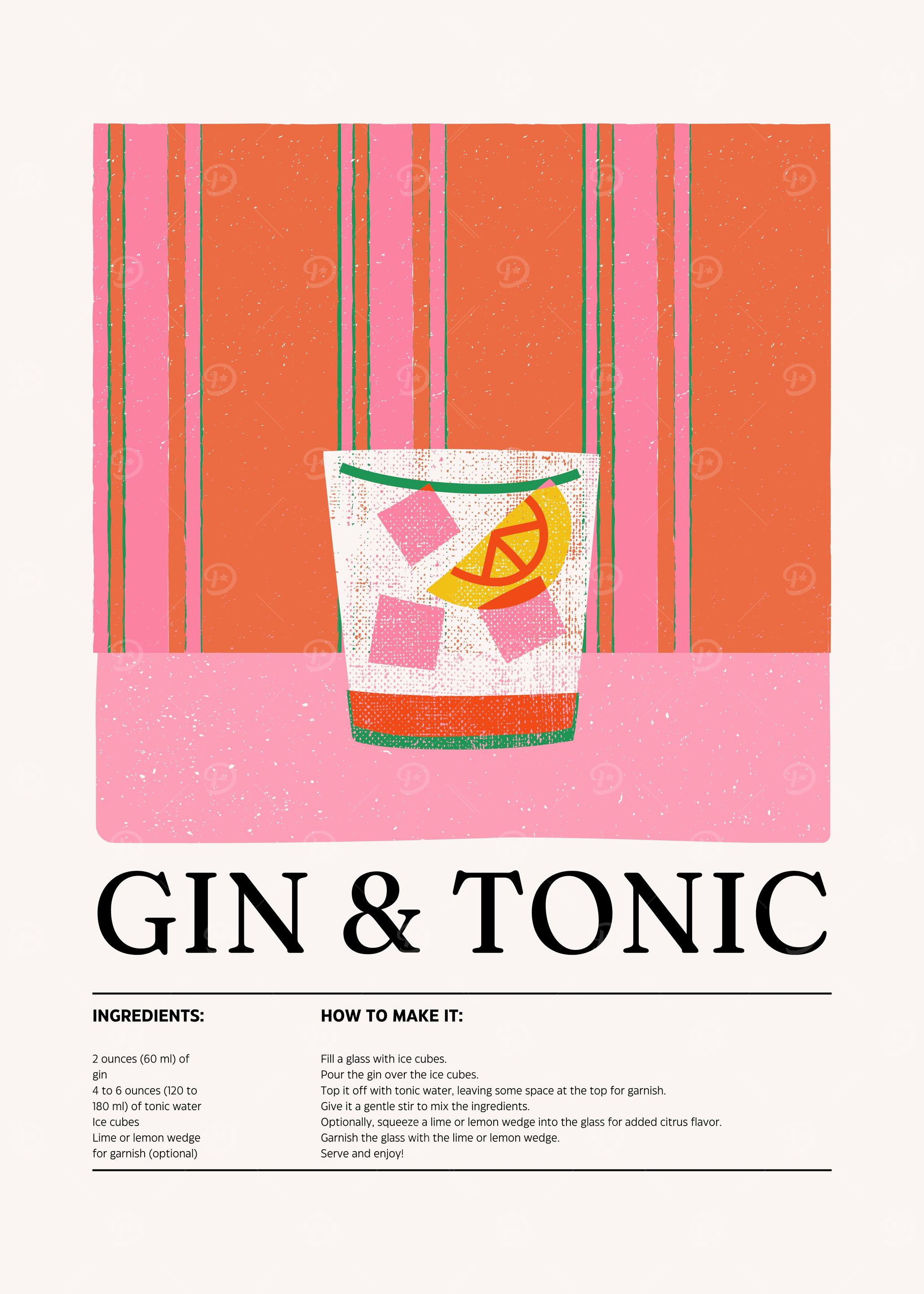 Gin & Tonic Recipe Illustration
