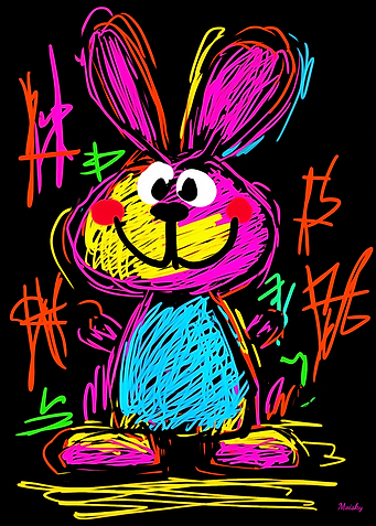 Neon Pop Art Playful and Vibrant Rabbit
