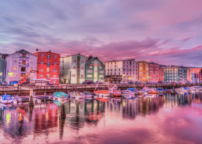 Colorful Harbor at Sunset