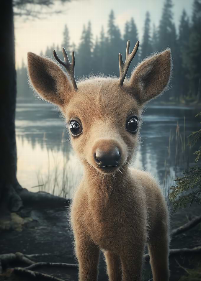 Baby Moose Calf at Forest Lake