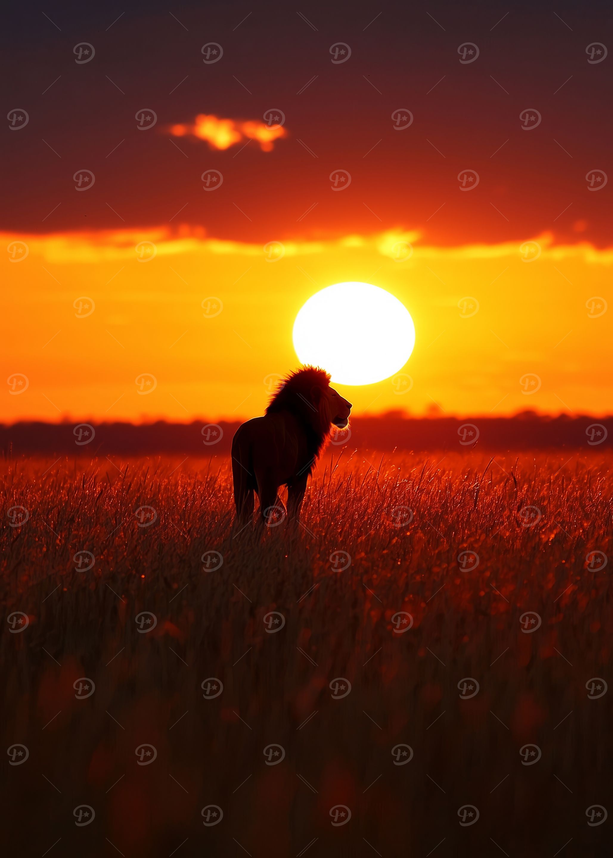 Lion Silhouette Sunset