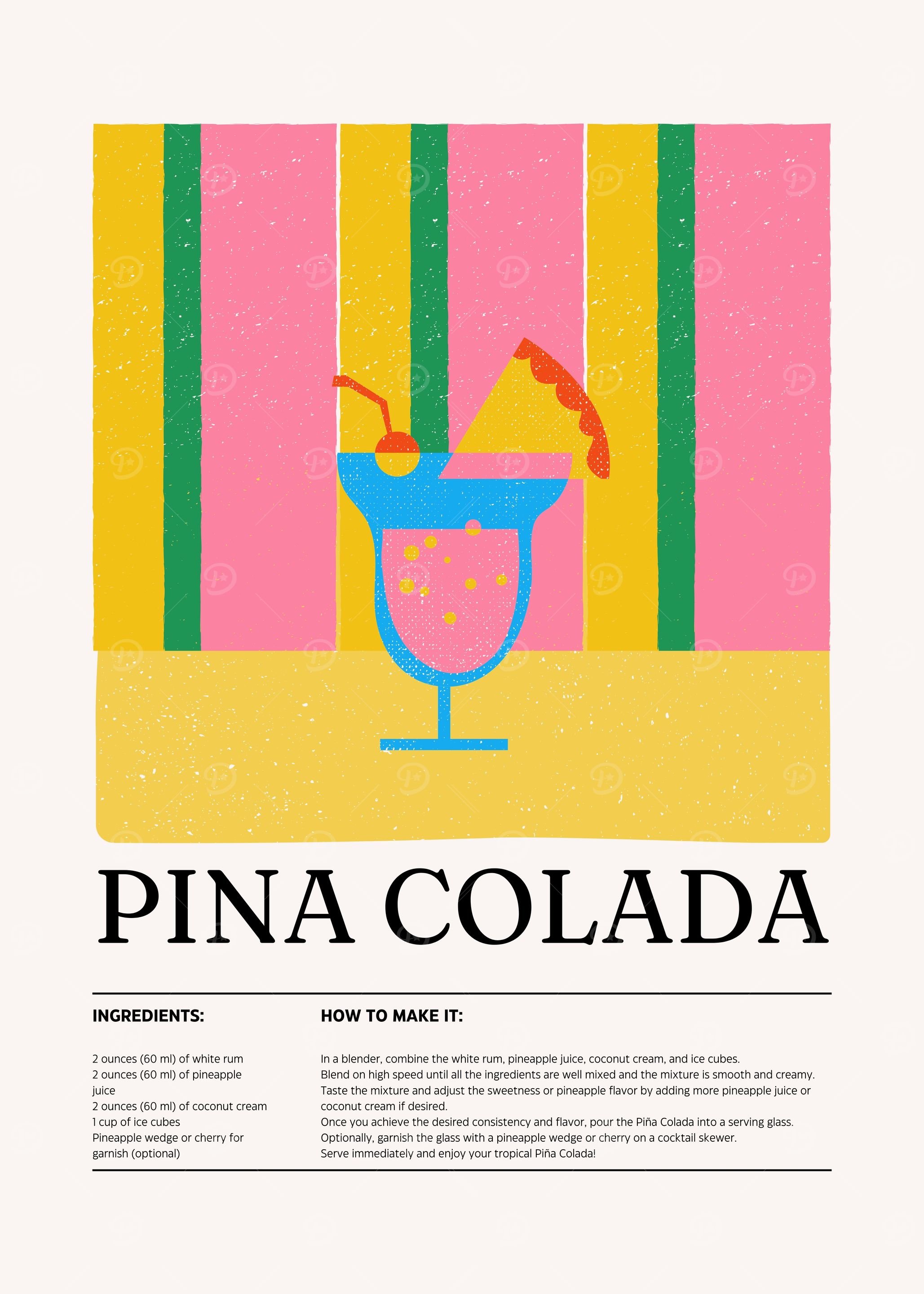 Pina Colada Recipe Illustration