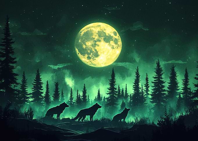 Wolves Under Moonlight
