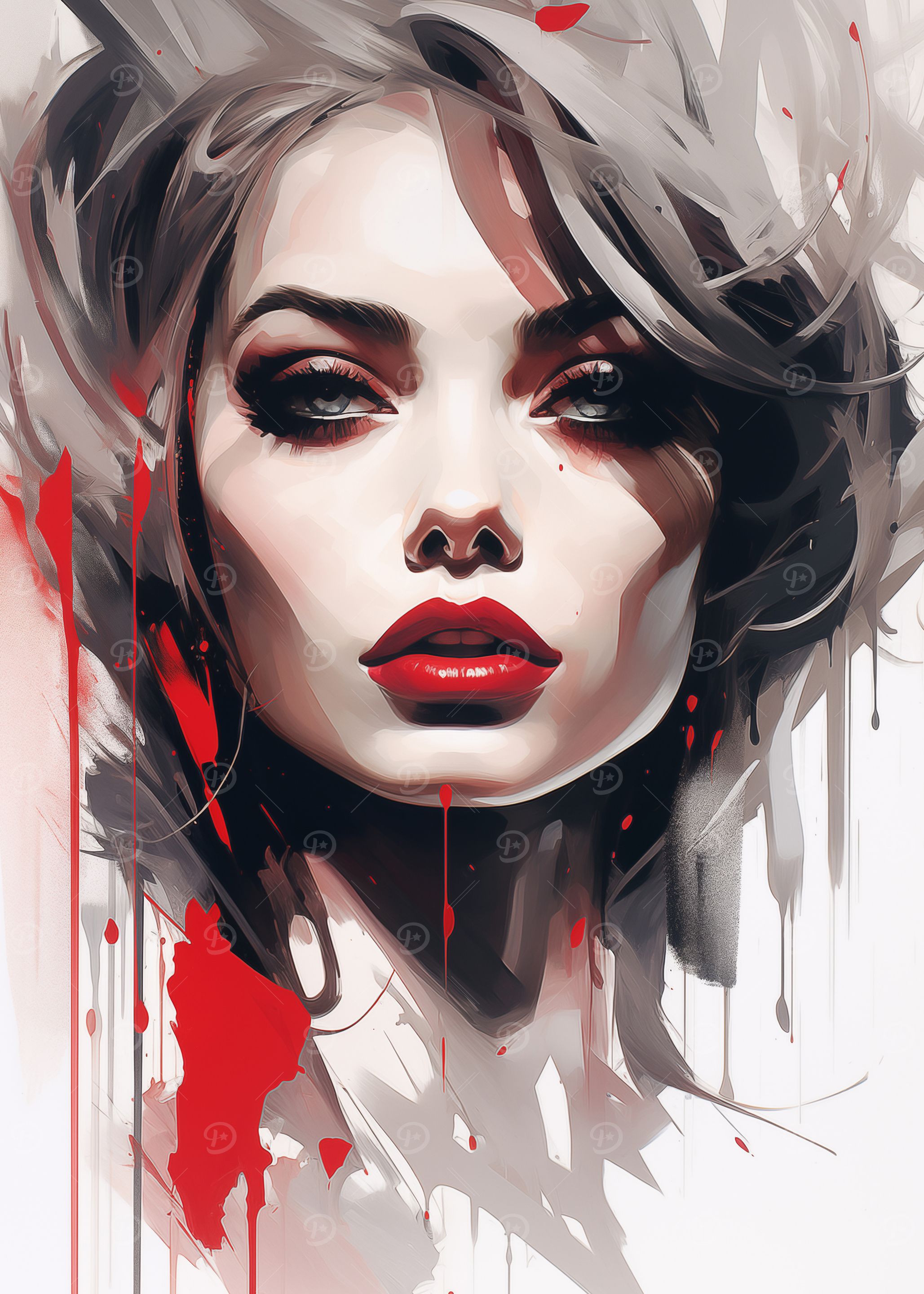 Woman with Red Lipstick