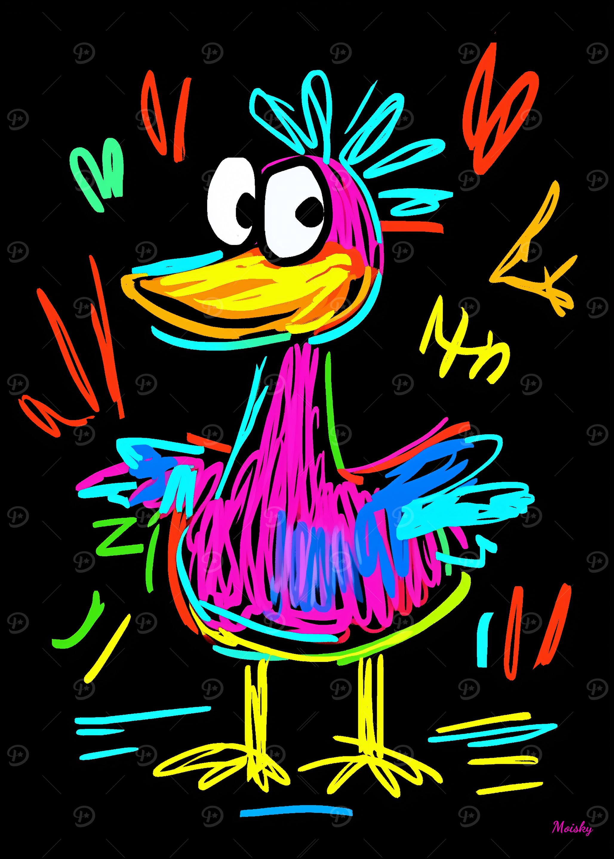 Neon Pop Art Duck: Vibrant and Playful Illustration