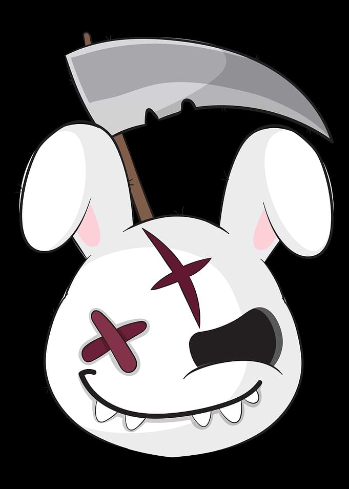 Halloween Scary Puppet Nightmare Halloween Scary Face Evil Bunny with Scythe