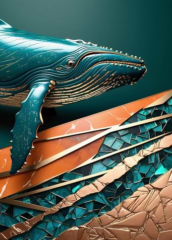Blue Whale Kintsugi Art