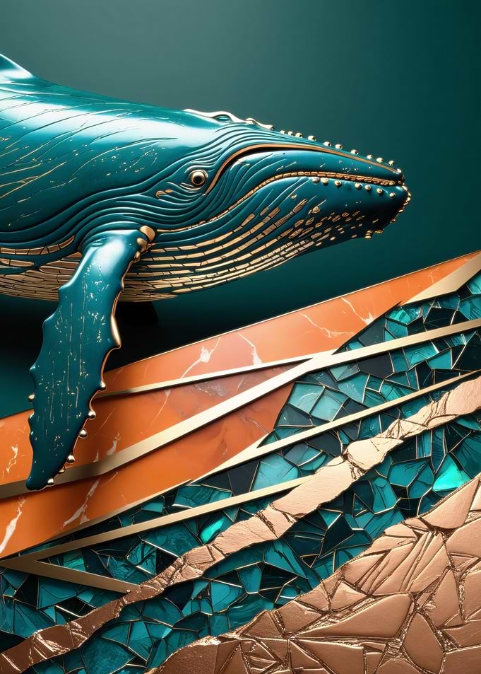 Blue Whale Kintsugi Art
