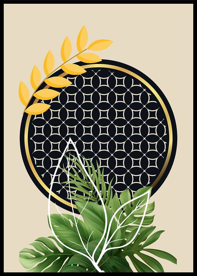 Gold & Green Tropical Art
