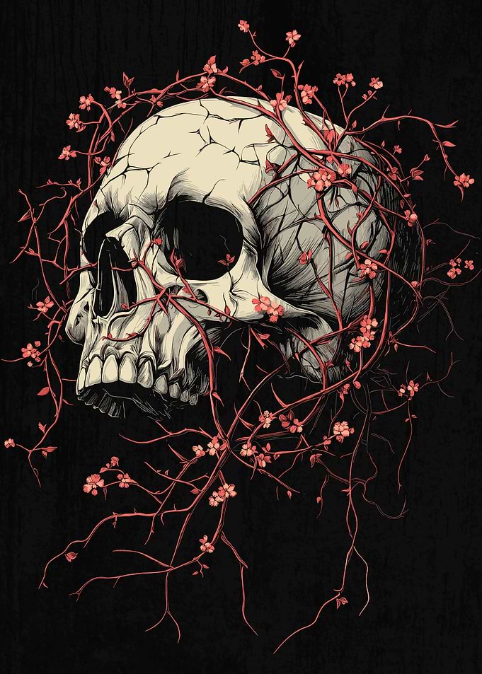Skull with Cherry Blossoms