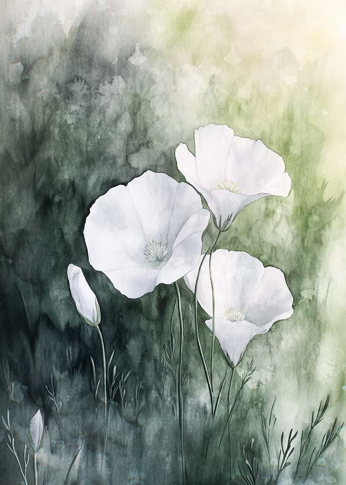 White Flowers Watercolor