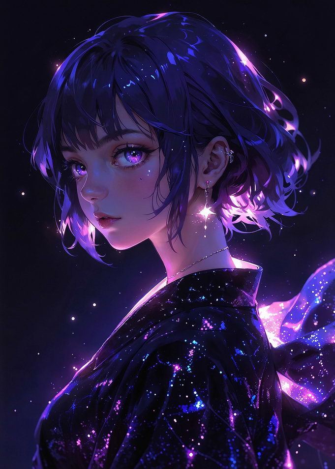 Anime Girl with Galaxy Outfit | Starlight Serenity