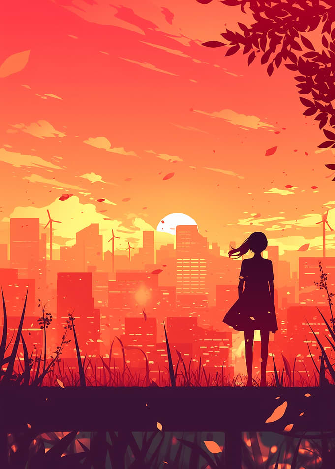 Silhouette Sunset Cityscape