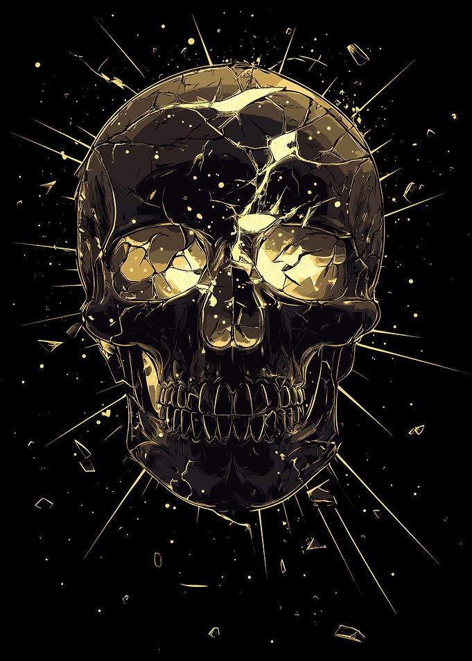 Cracked Gold Skull