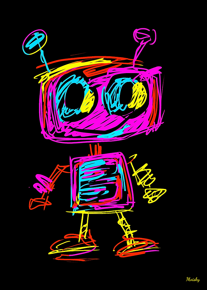 Neon Pop Art Playful and Futuristic Robot