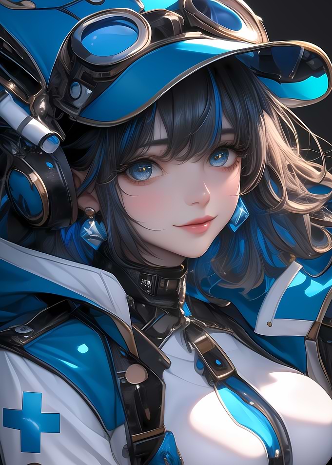 Anime Girl in Blue Gear Gaming