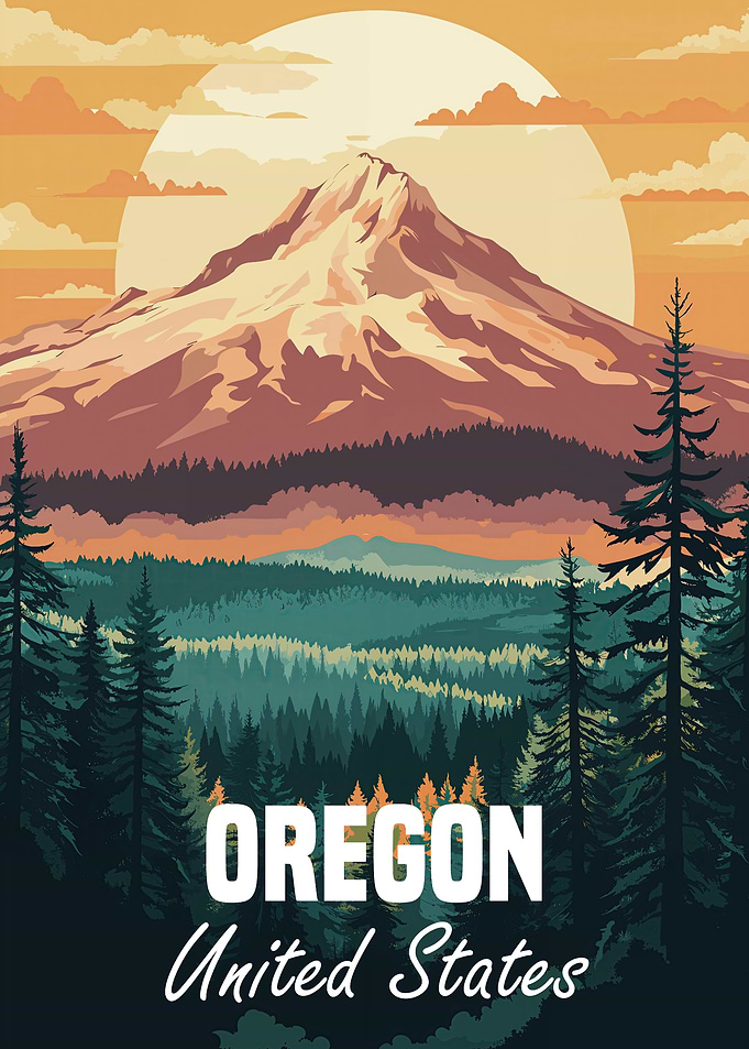 Oregon Mountain Landscape Poster