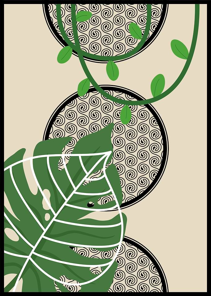 Tropical Leaf and Swirl Pattern