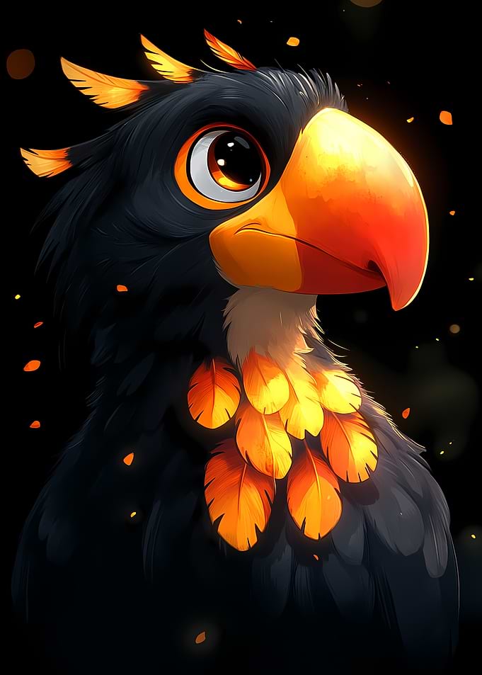 Cute Toucan Bird with Orange Feathers Animal