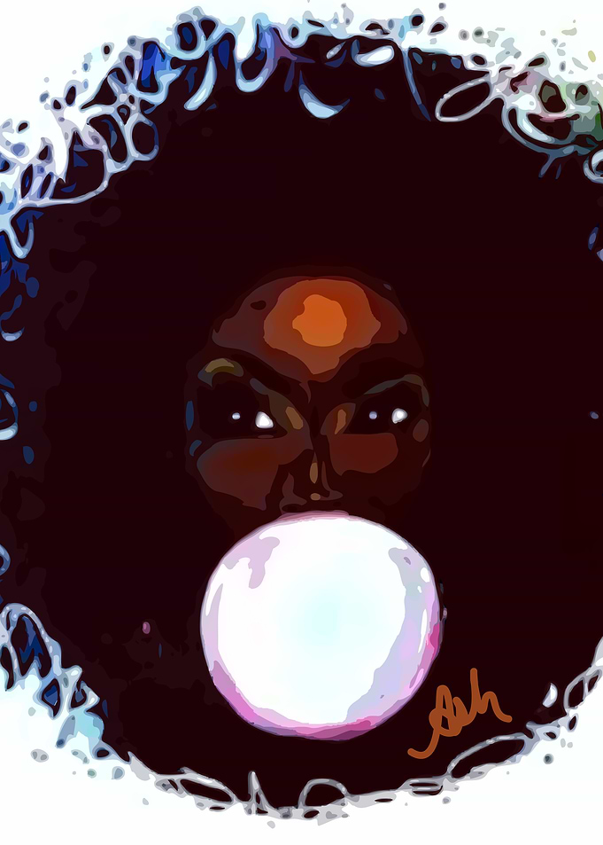Black Woman Blowing Bubble