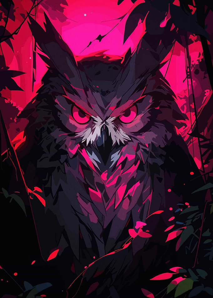 Red-Eyed Owl in Forest