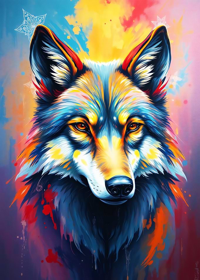 Colorful Wolf Portrait