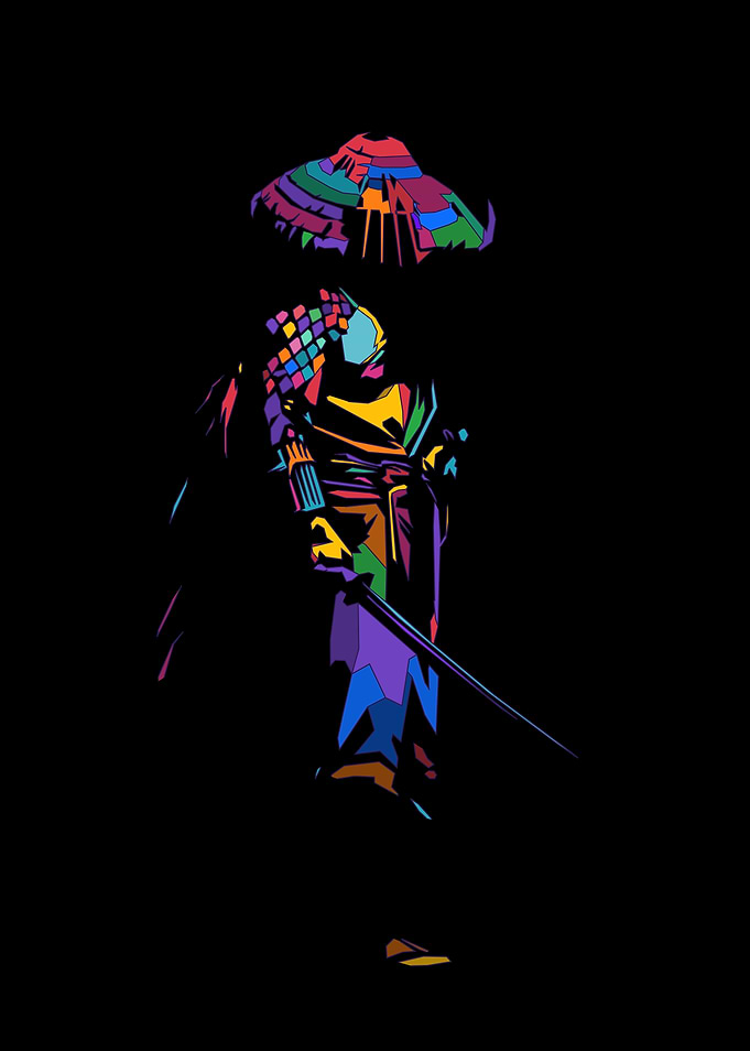 Colorful Samurai Warrior