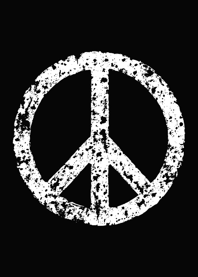 distressed white Peace Sign Grunge symbol cool graphic old style cute design