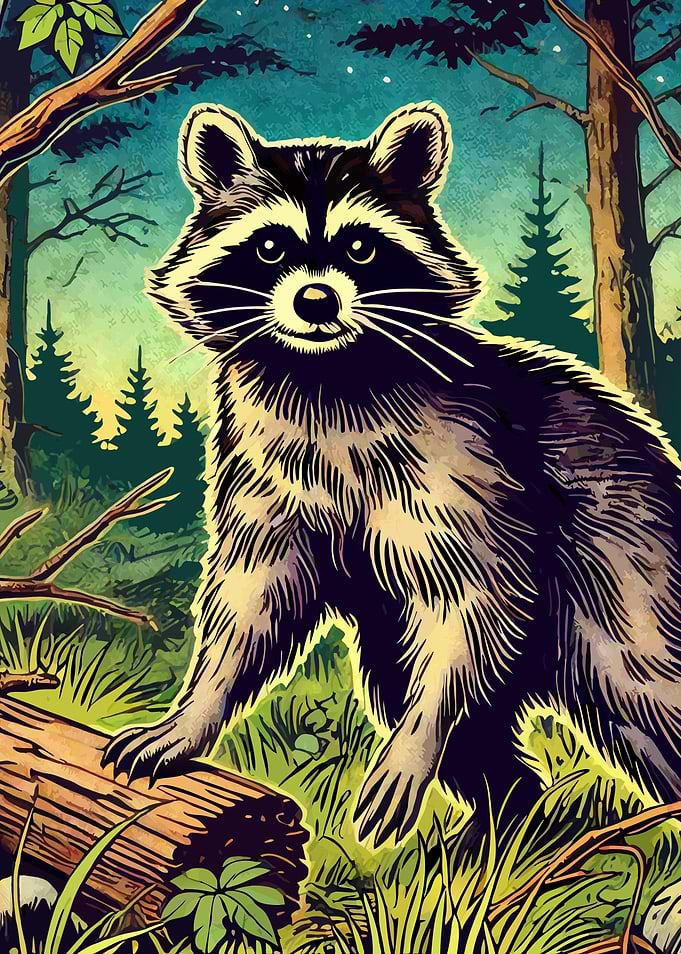 Raccoon in the Woods