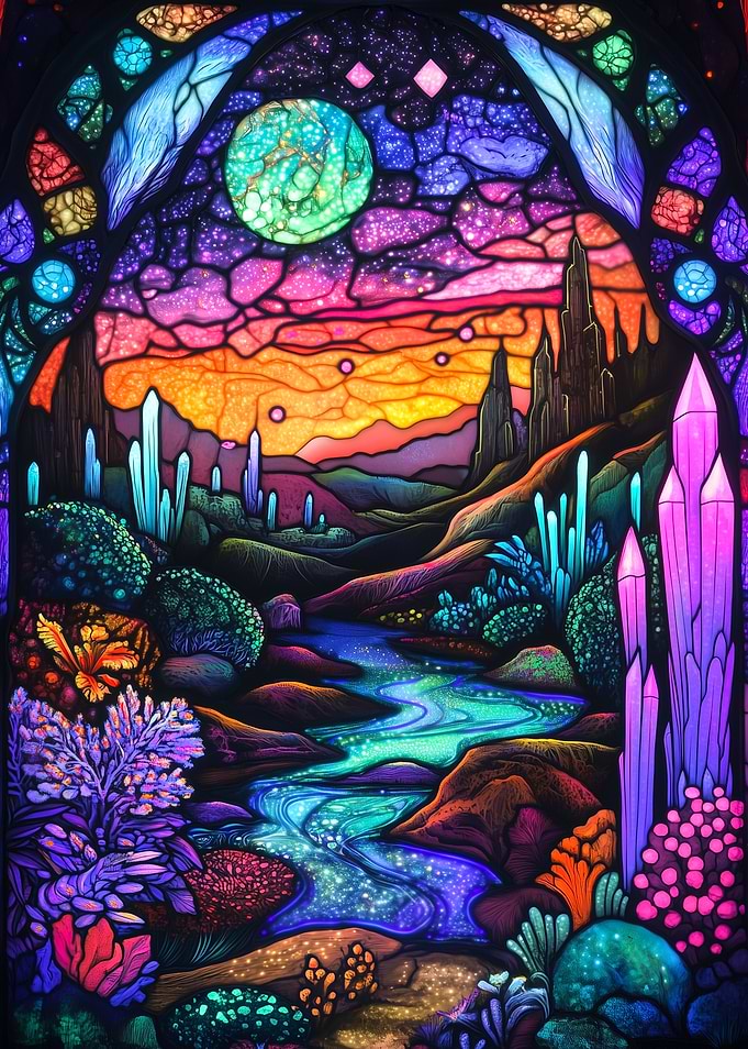 Stained Glass Fantasy Landscape