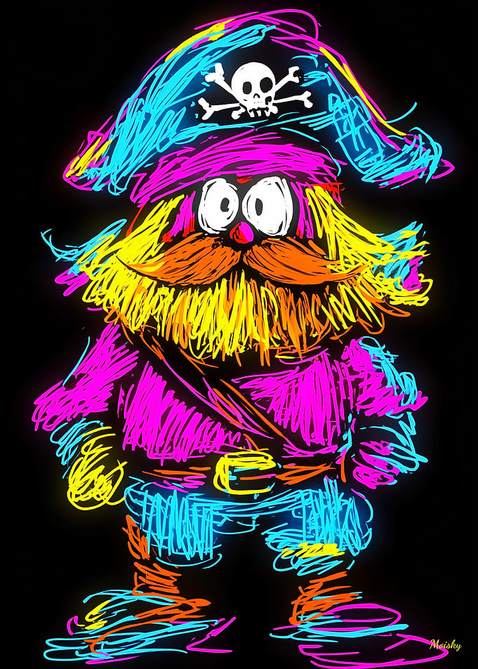 Neon Pop Art Bold and Quirky Pirate