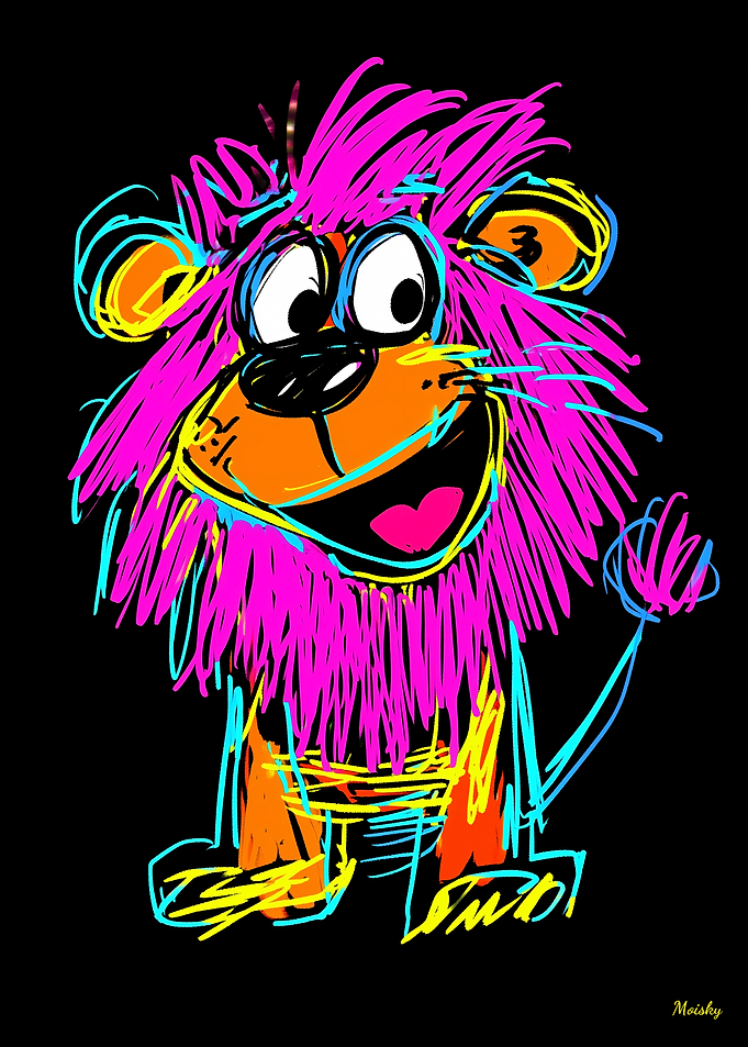 Neon Pop Art Playful and Colorful Lion