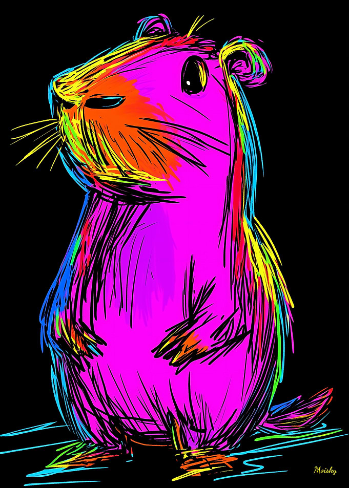 Neon Pop Art Vibrant and Quirky Capybara