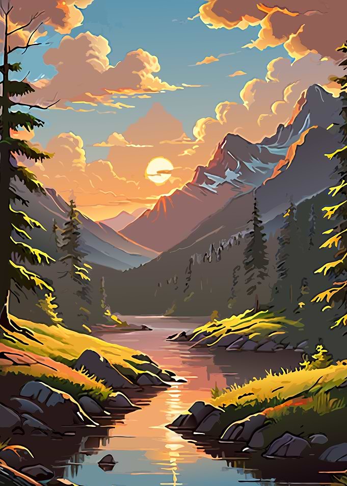 Mountain Sunset Landscape