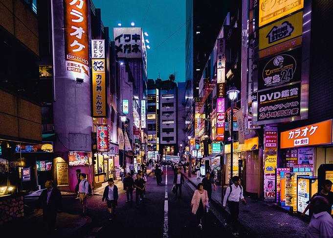 Neon-lit Tokyo Street