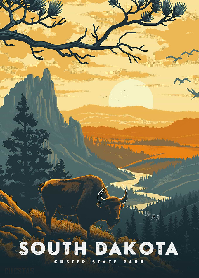 South Dakota Bison Sunset