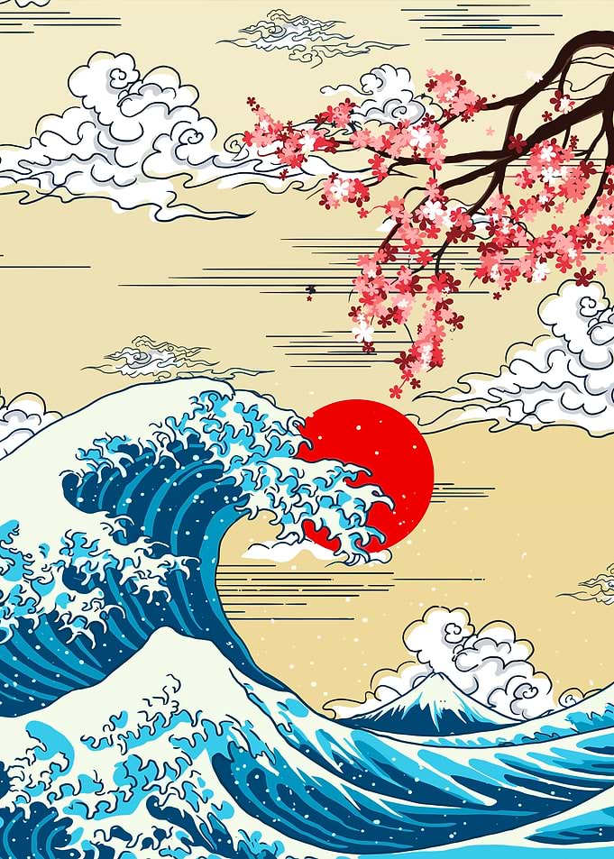 Great Wave & Cherry Blossoms