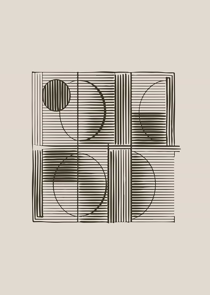 Minimalist Geometric Abstract Art in Black and Beige