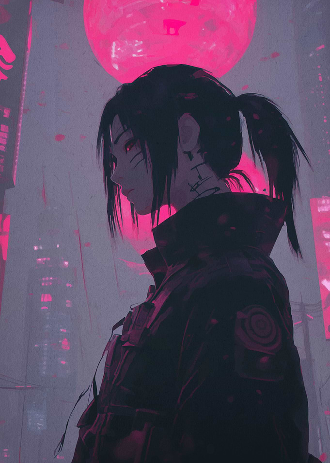 Anime Girl in Cyberpunk City