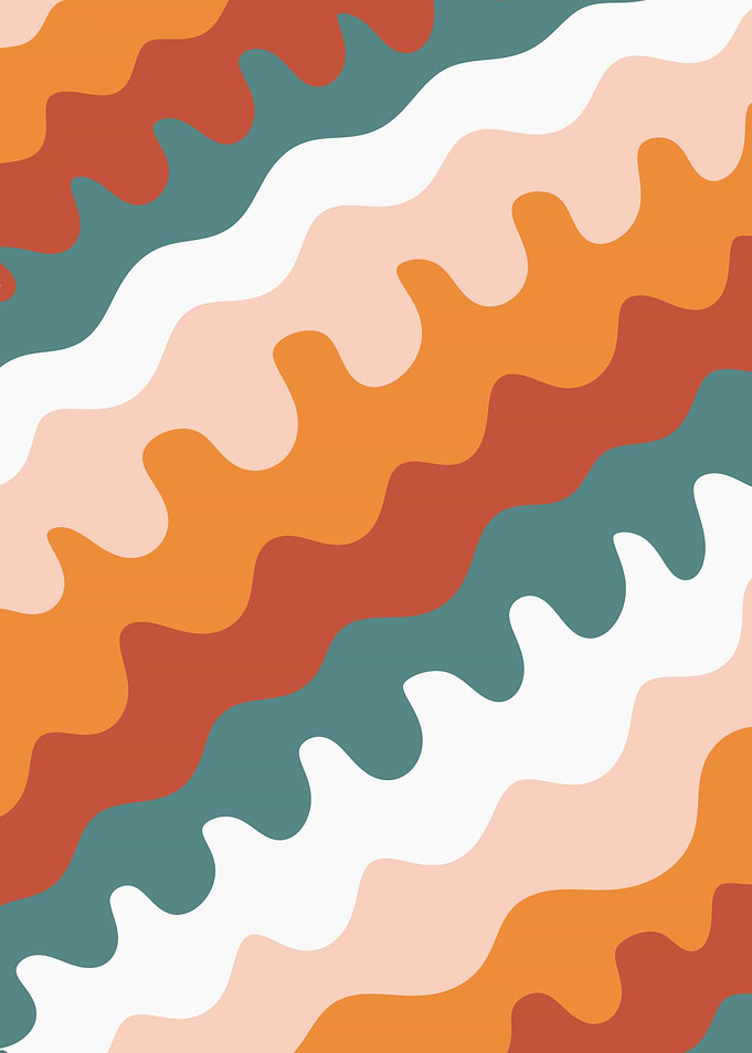 Warm Wavy Stripes, Abstract Pattern, Terracotta Orange Teal