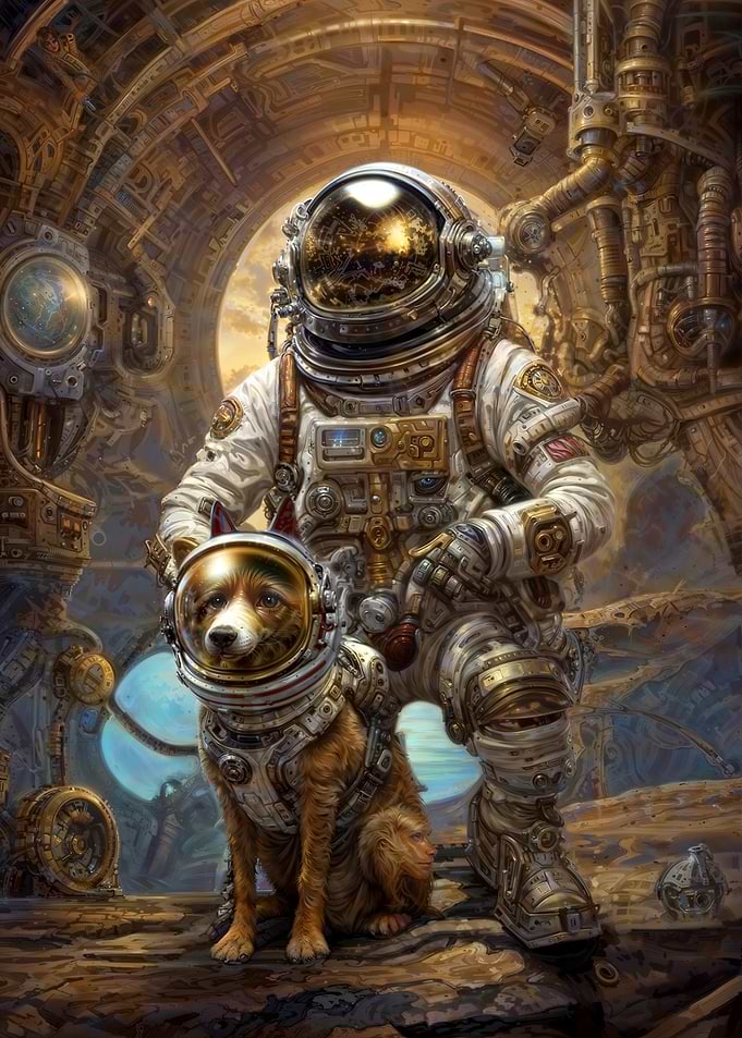 Steampunk Space Dog & Astronaut