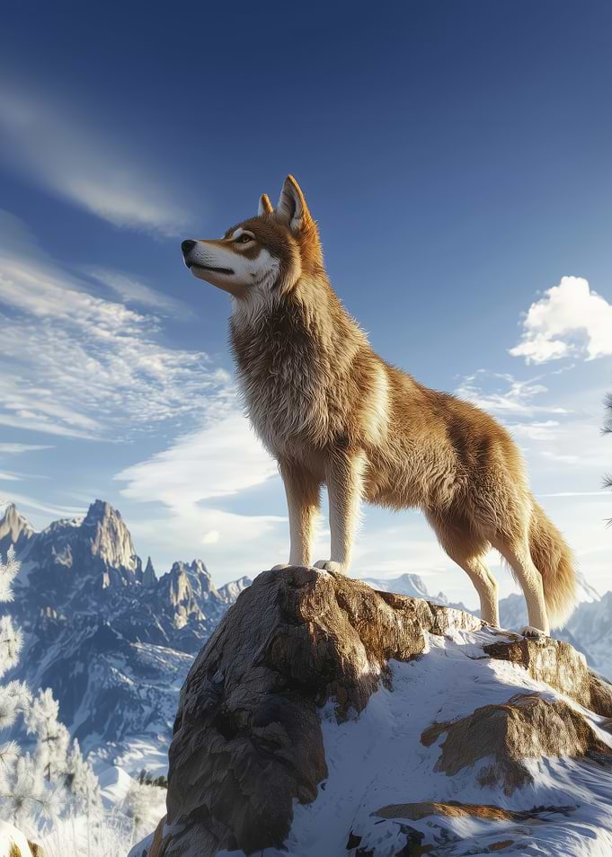Wolf on Mountain Peak