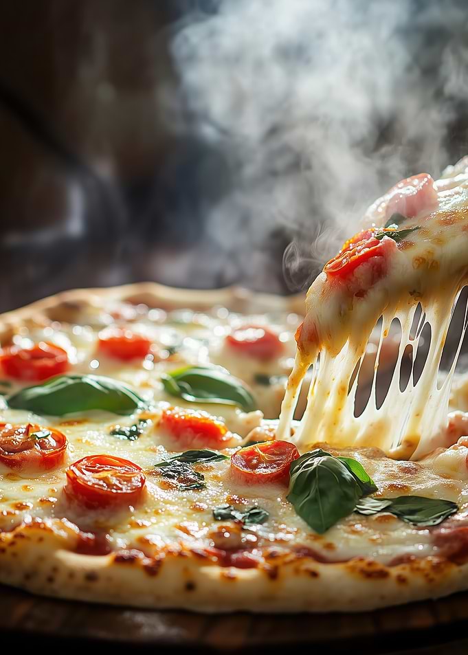 Pizza with Mozzarella and Basil