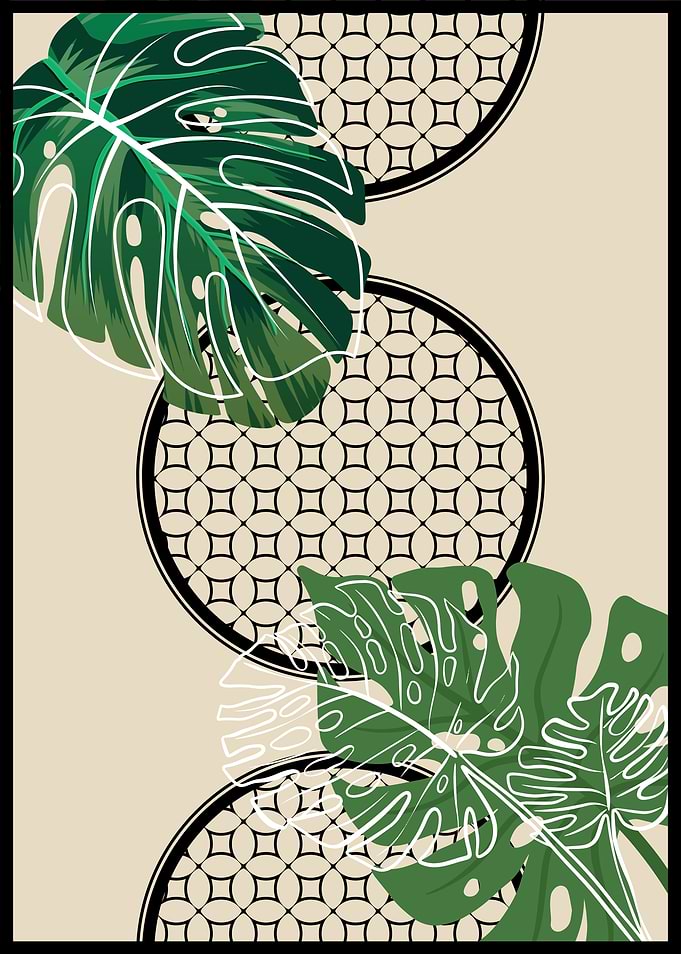 Tropical Leaves & Geometric Pattern