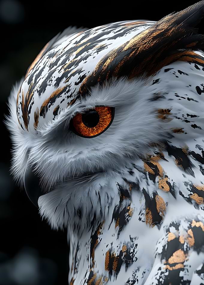 Golden Owl Portrait Snowy